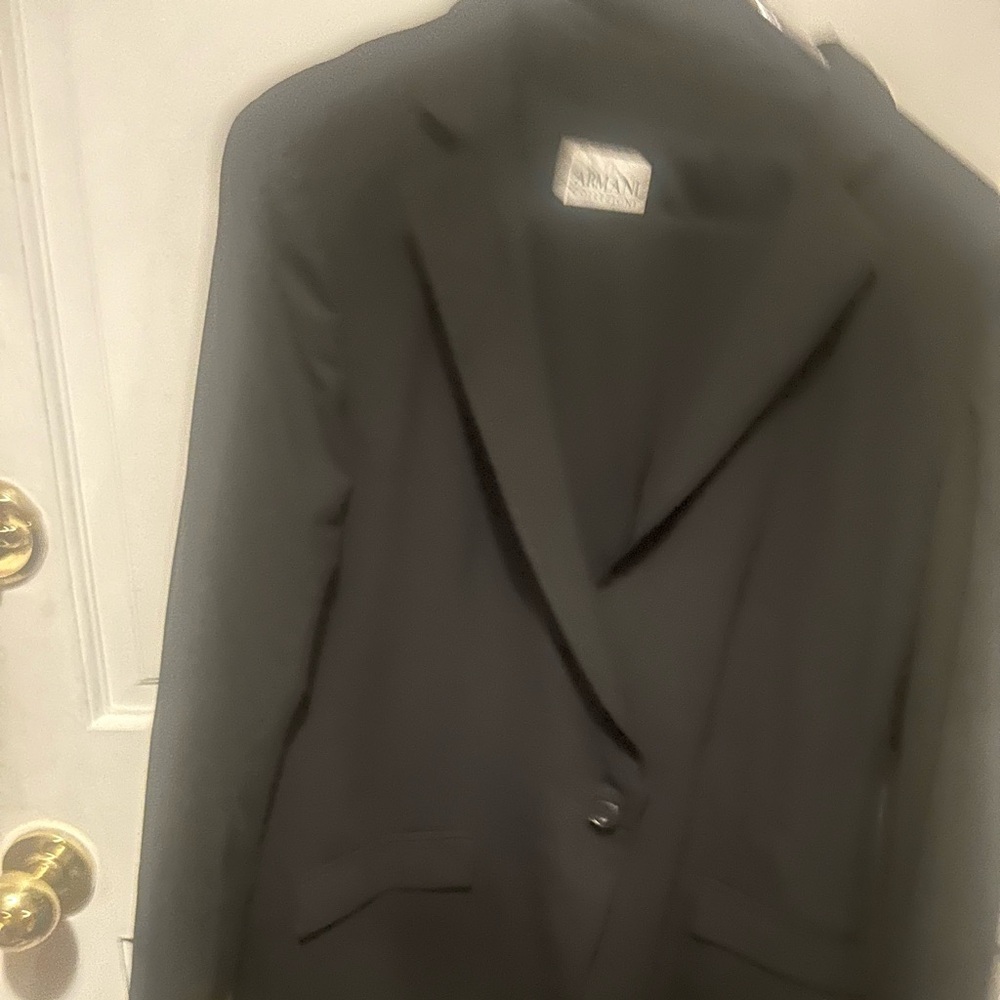 Armani black suit, size 12 jacket size 10 pants for women
